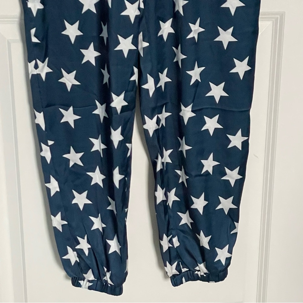 New! Superdown Miranda Blue/White Star Print Allover Track Pants 35384 - Picture 7 of 11